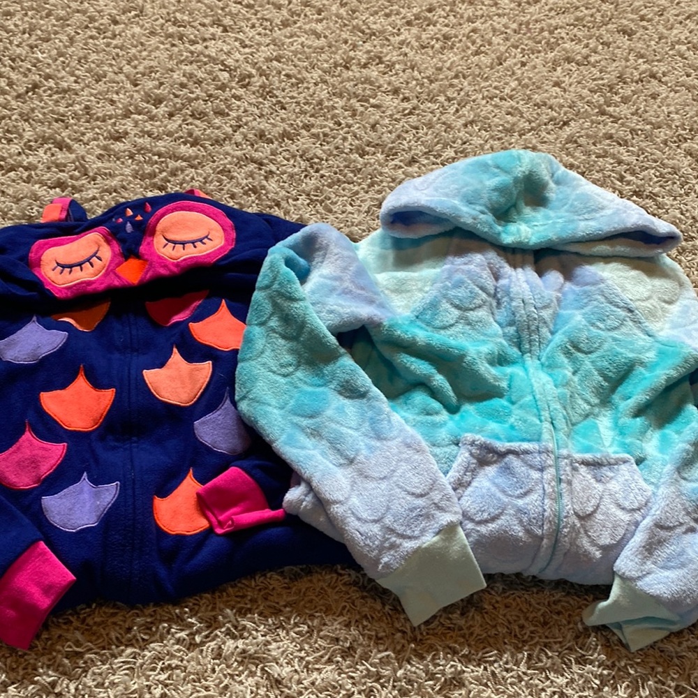 1 mermaid one peice pj 1 owl one peice pj
